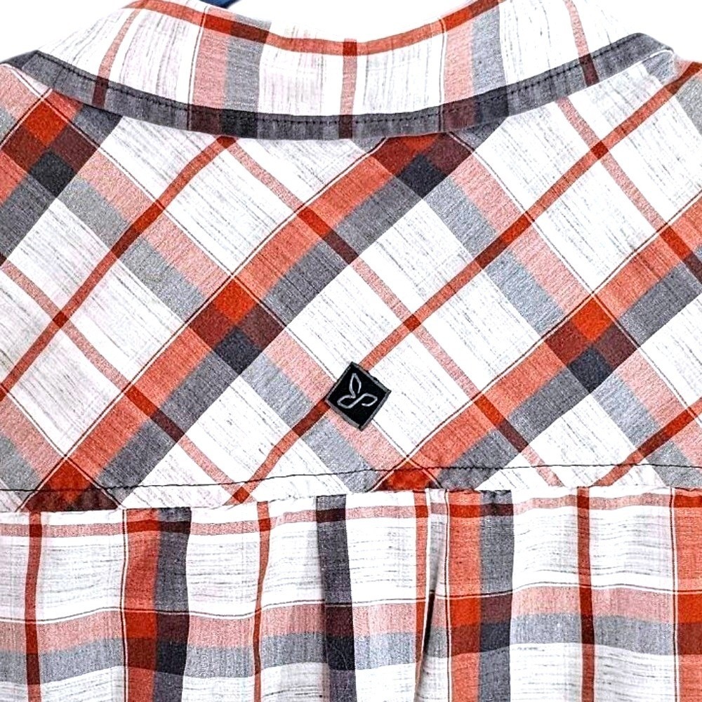Prana Tamarack Shirt Men's XL Plaid‎ Short Sleeve Button Up Organic Blend - Picture 8 of 9